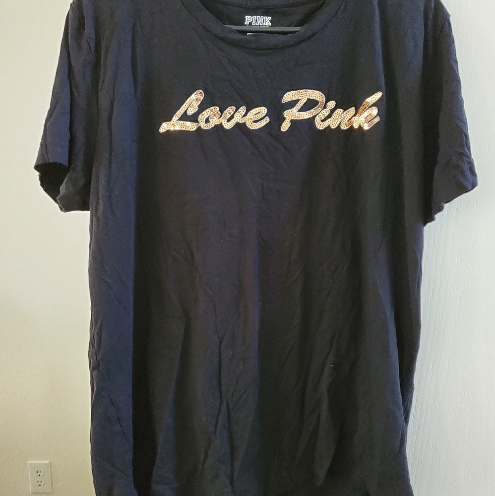 Black love pink tee shirt